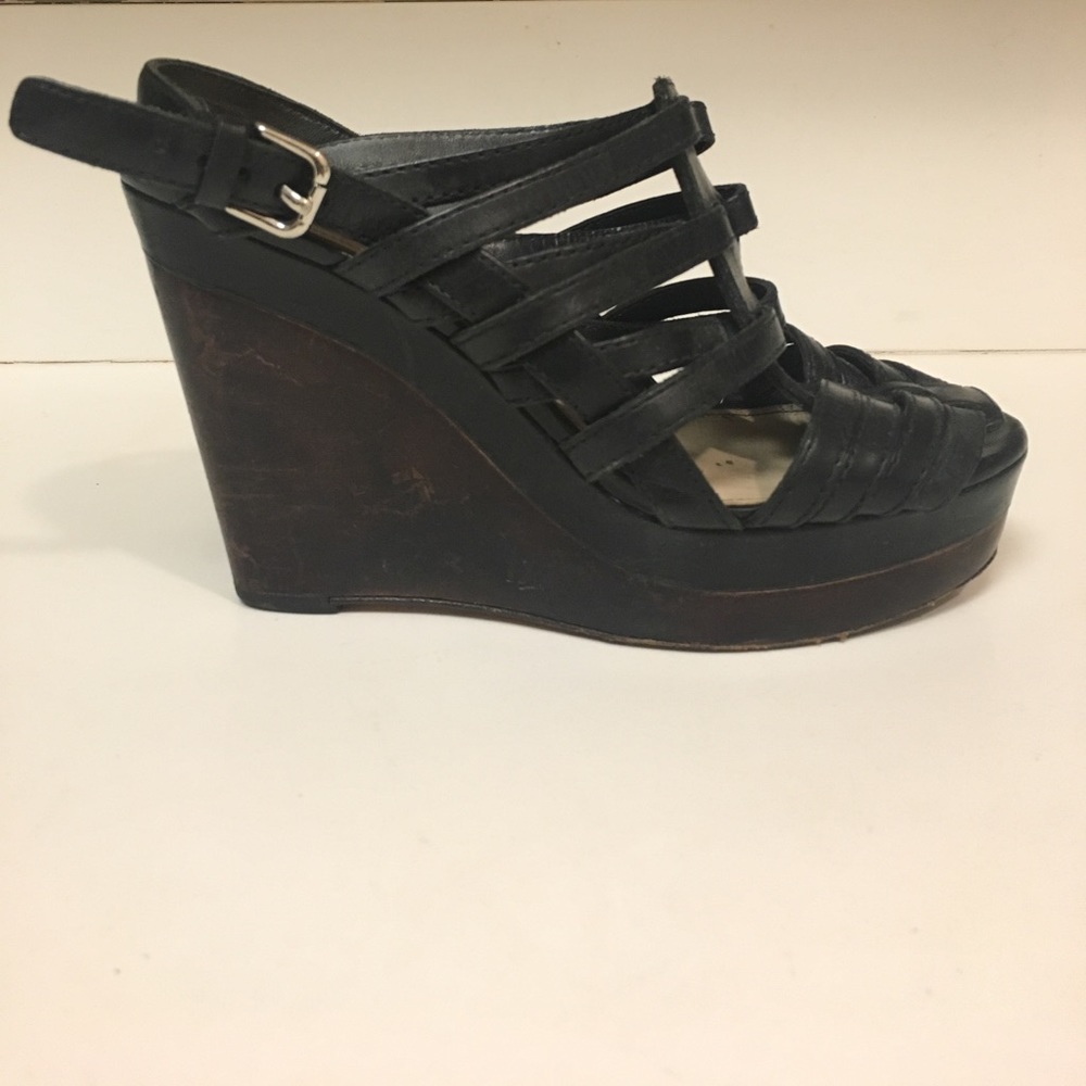 Coach Wedge Sandals - Black and Wood